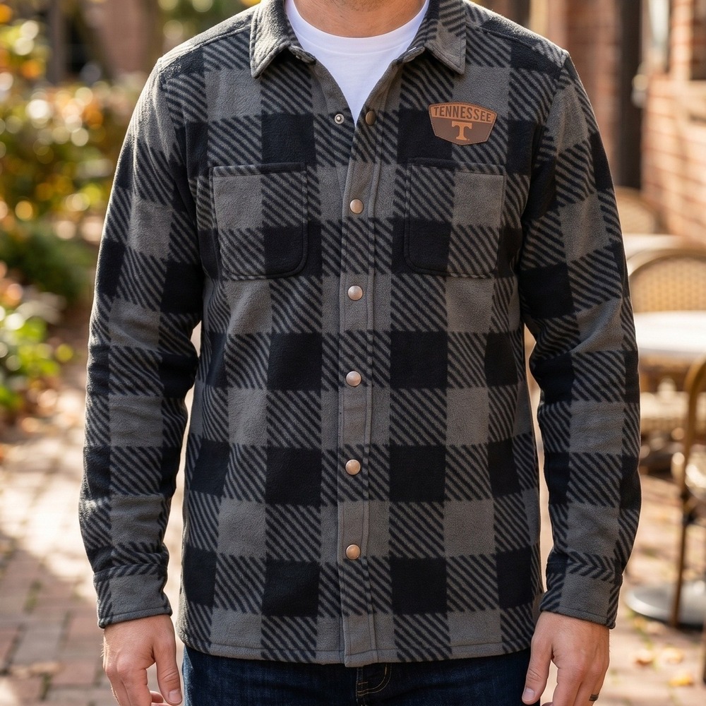 Rivalry Threads Tennessee Volunteers‎ Fleece Plaid Shirt Jacket Grey Black Mens